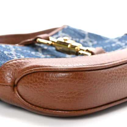 Gucci New Denim GG Monogram Calfskin Mini Jackie 1961 Hobo Blue Tea Cuir 9 of 12