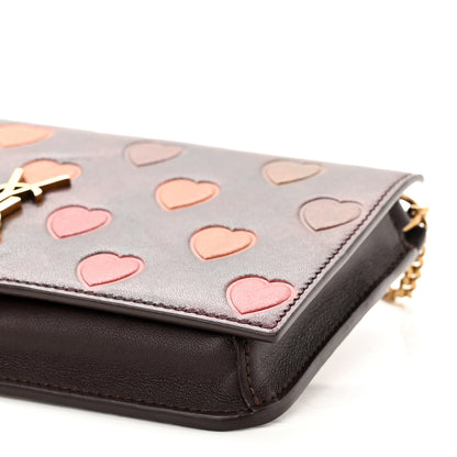 Saint Laurent Lambskin Heart Embossed Monogram Chain Wallet Vintage Cognac 9 of 10
