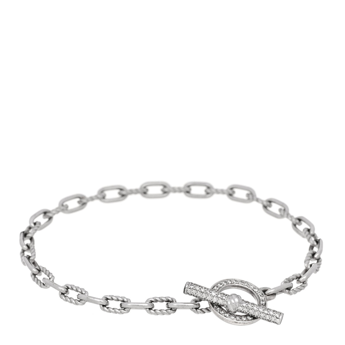 Sterling Silver Diamond DY Madison Pave Toggle Chain Bracelet