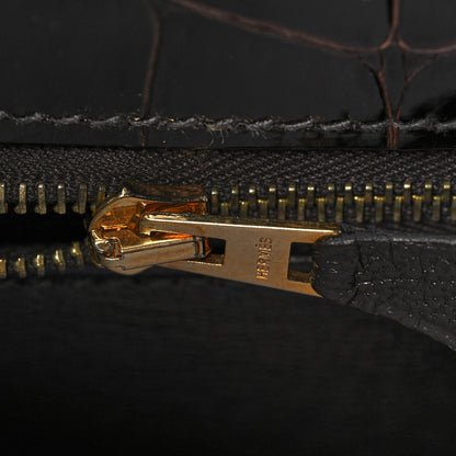 Hermes Shiny Niloticus Crocodile Kelly Sellier 28 Macassar 20 of 38