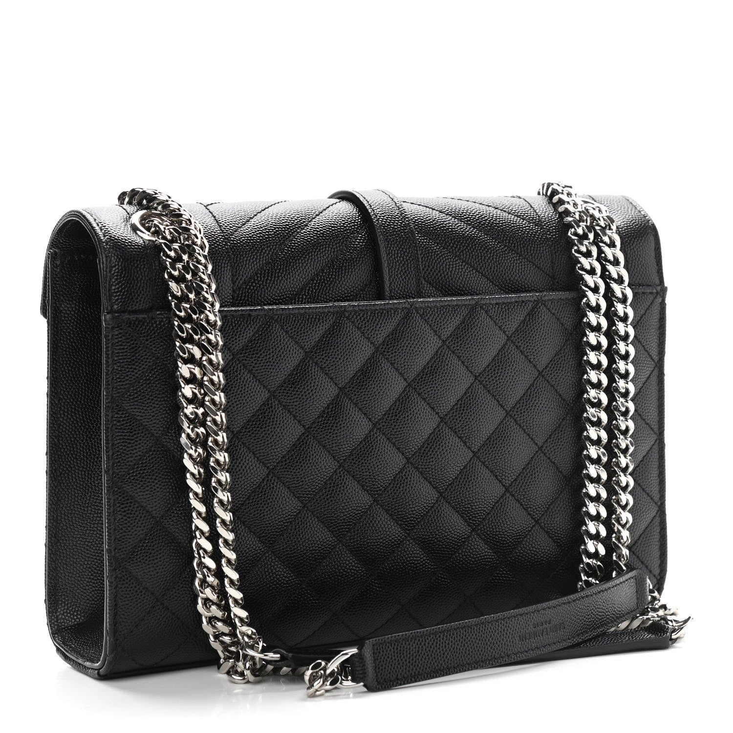 Saint Laurent Grain De Poudre Textured Mixed Matelasse Triquilt Medium Monogram Satchel Black 3 of 10