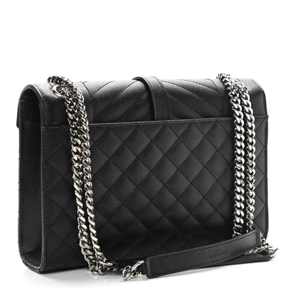 Saint Laurent Grain De Poudre Textured Mixed Matelasse Triquilt Medium Monogram Satchel Black 3 of 10