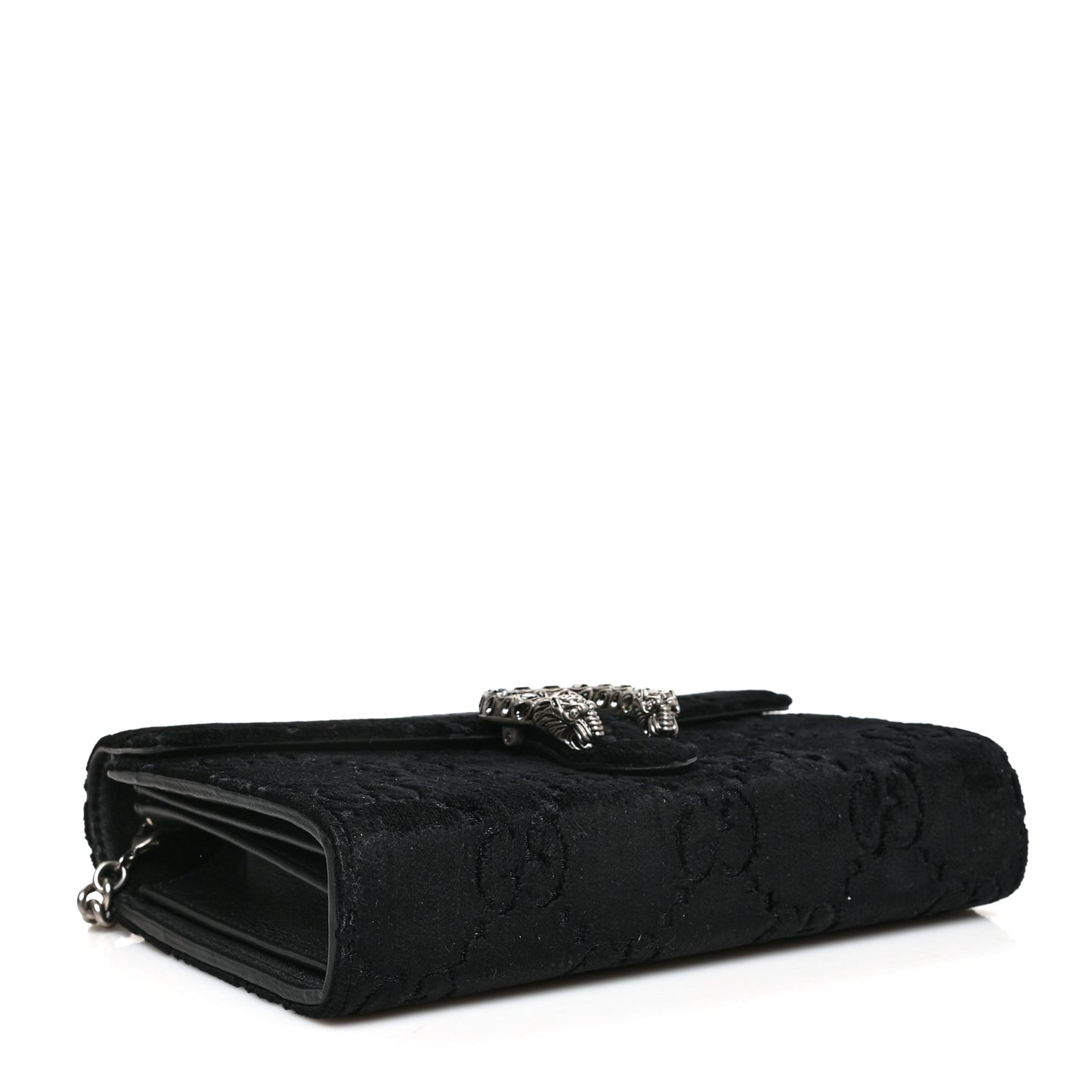 Velvet GG Monogram Mini Dionysus Chain Wallet Black