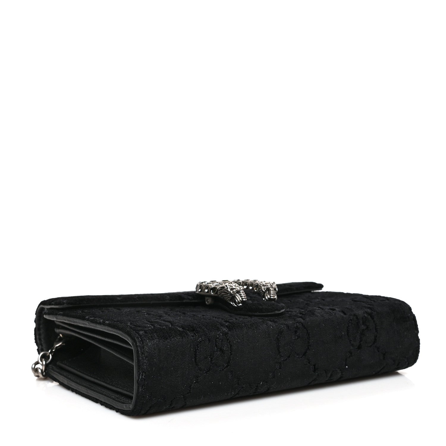 Gucci Velvet GG Monogram Mini Dionysus Chain Wallet Black 4 of 12