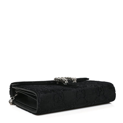 Gucci Velvet GG Monogram Mini Dionysus Chain Wallet Black 4 of 12