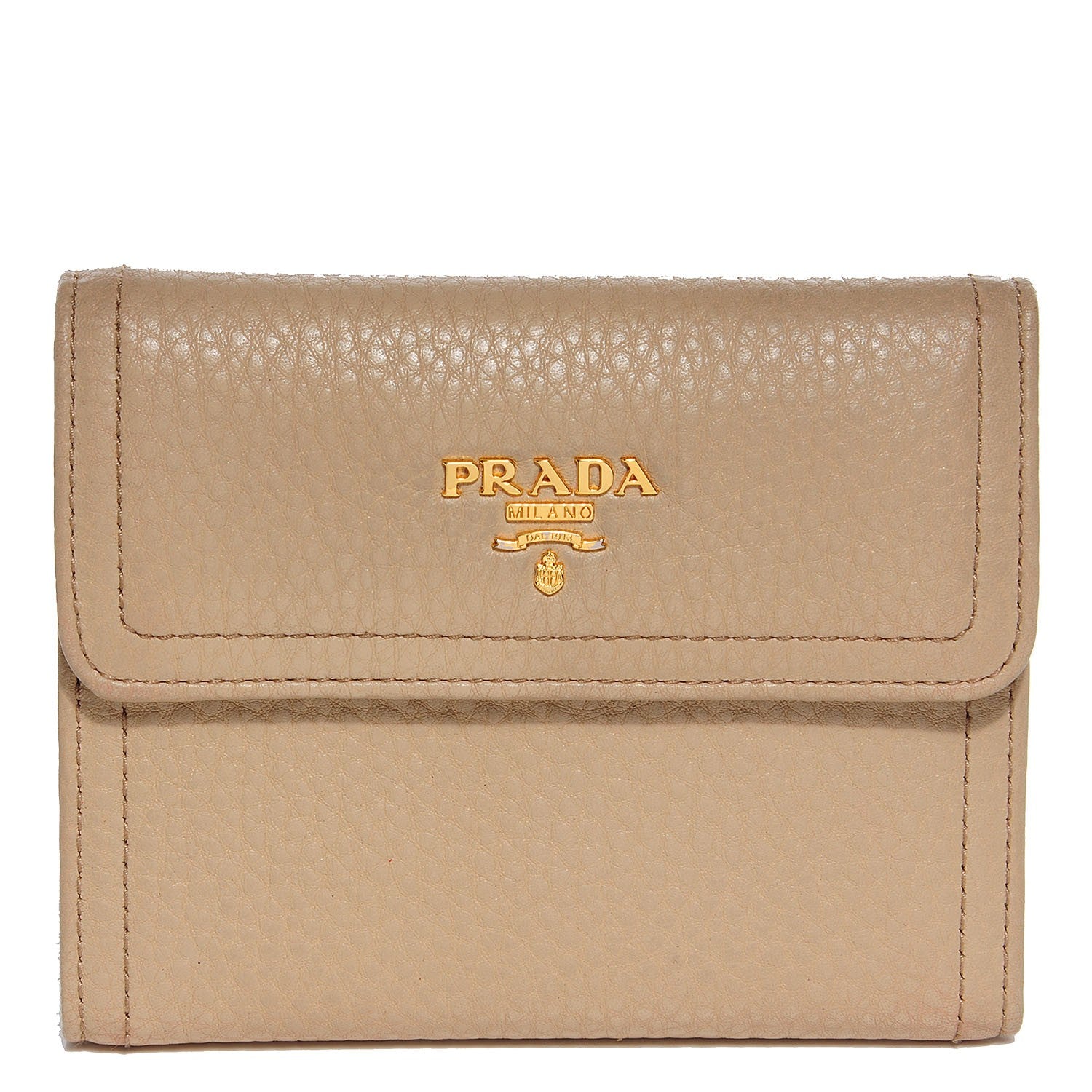 Prada Vitello Daino Compact Wallet Sabbia 1 of 10