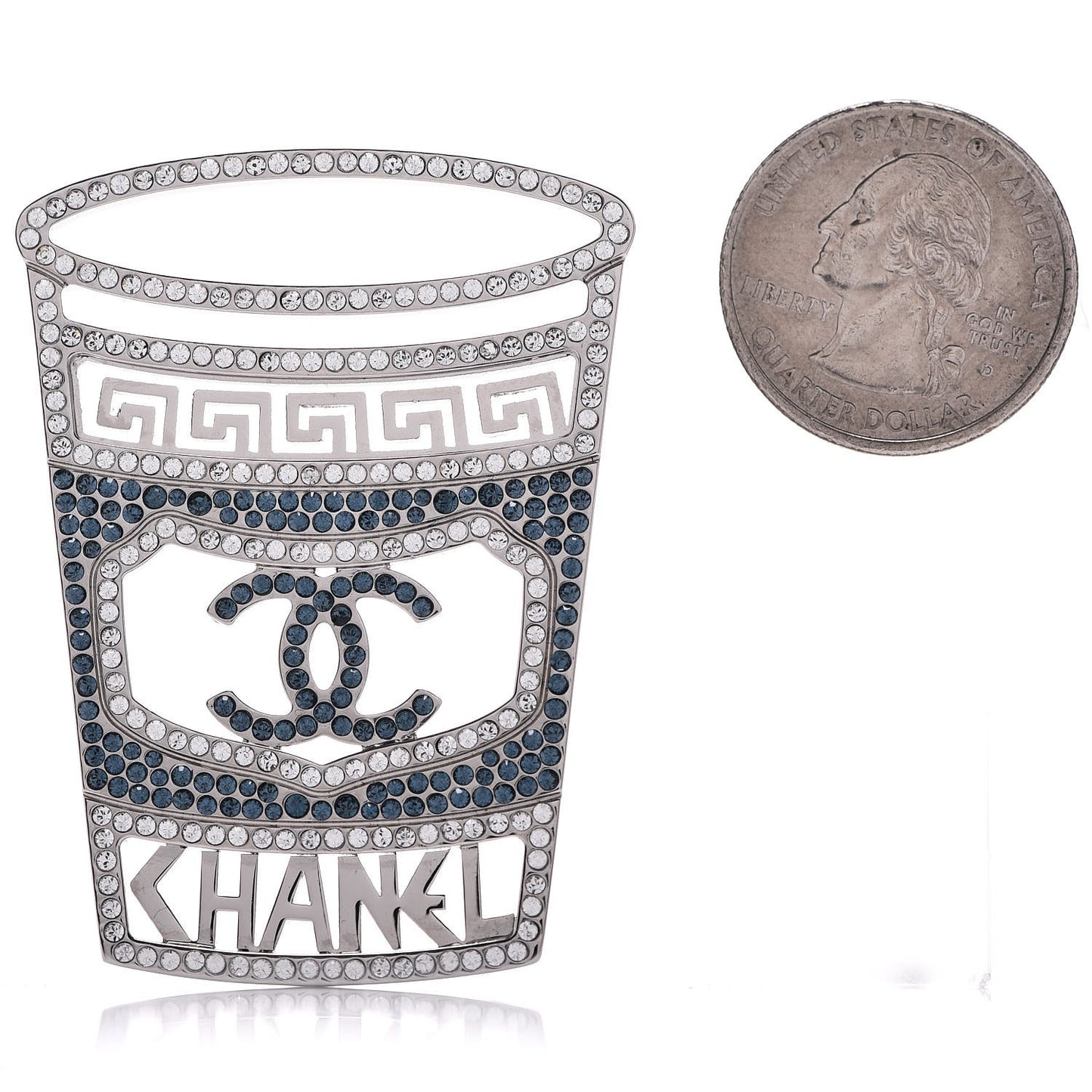 Crystal CC Greek Cup Brooch Silver Blue