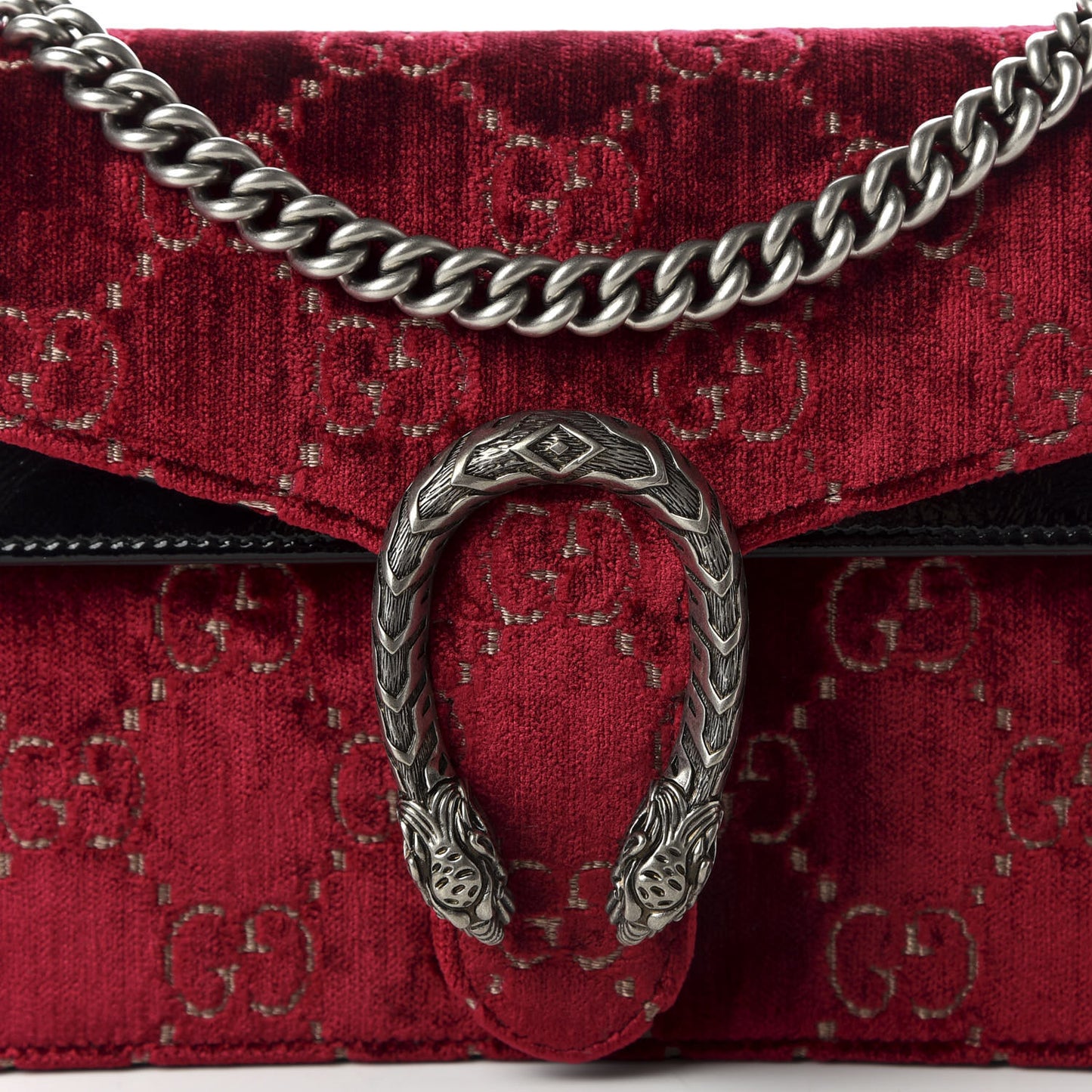 Velvet Skipper GG Monogram Small Dionysus Shoulder Bag Red Cipria Black