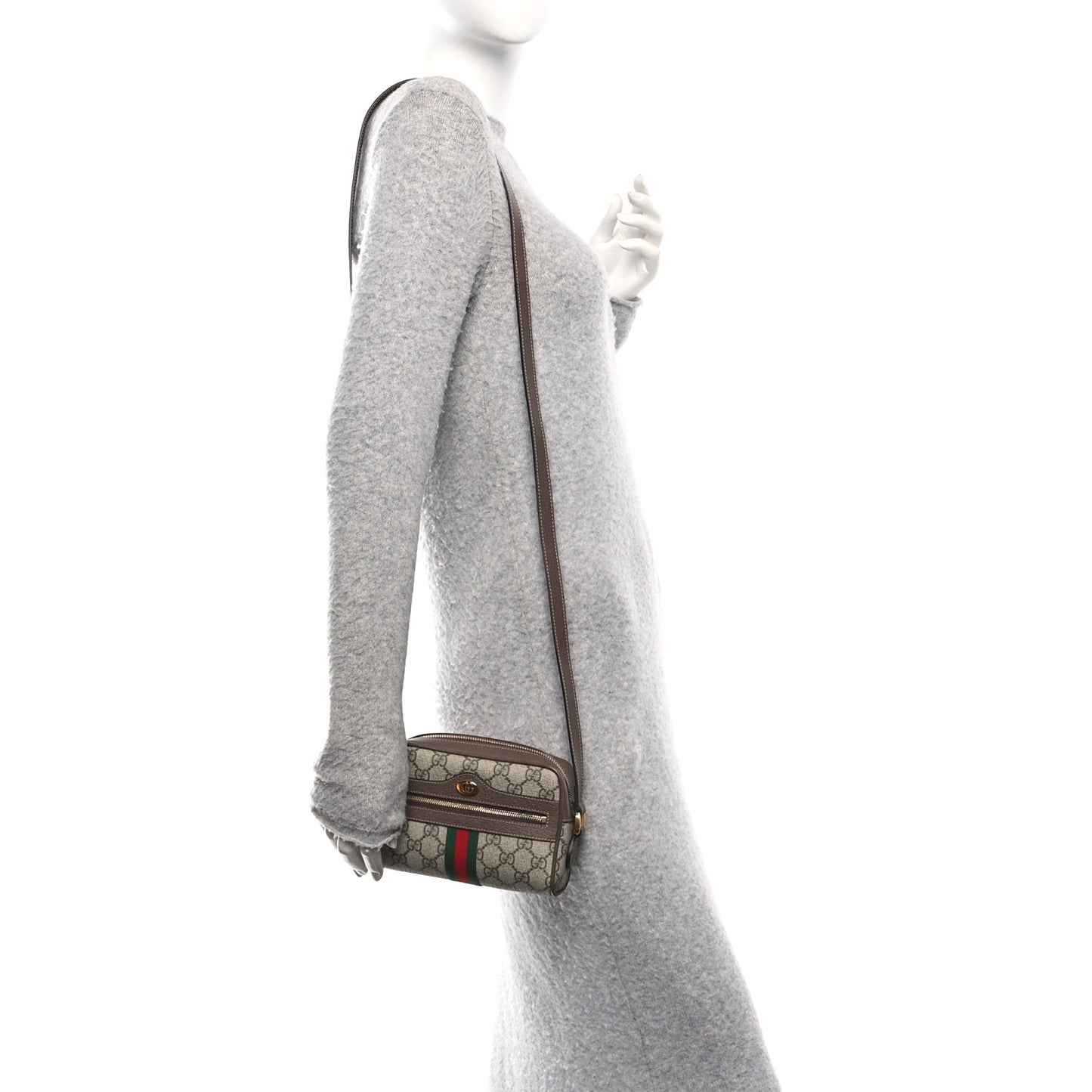 GG Supreme Monogram Web Mini Ophidia Shoulder Bag Brown