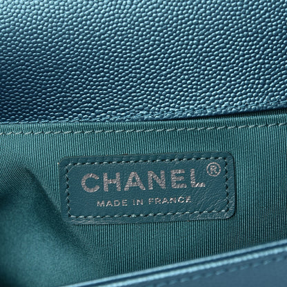 Chanel Metallic Caviar Quilted Medium Boy Flap Turquoise 6 of 8