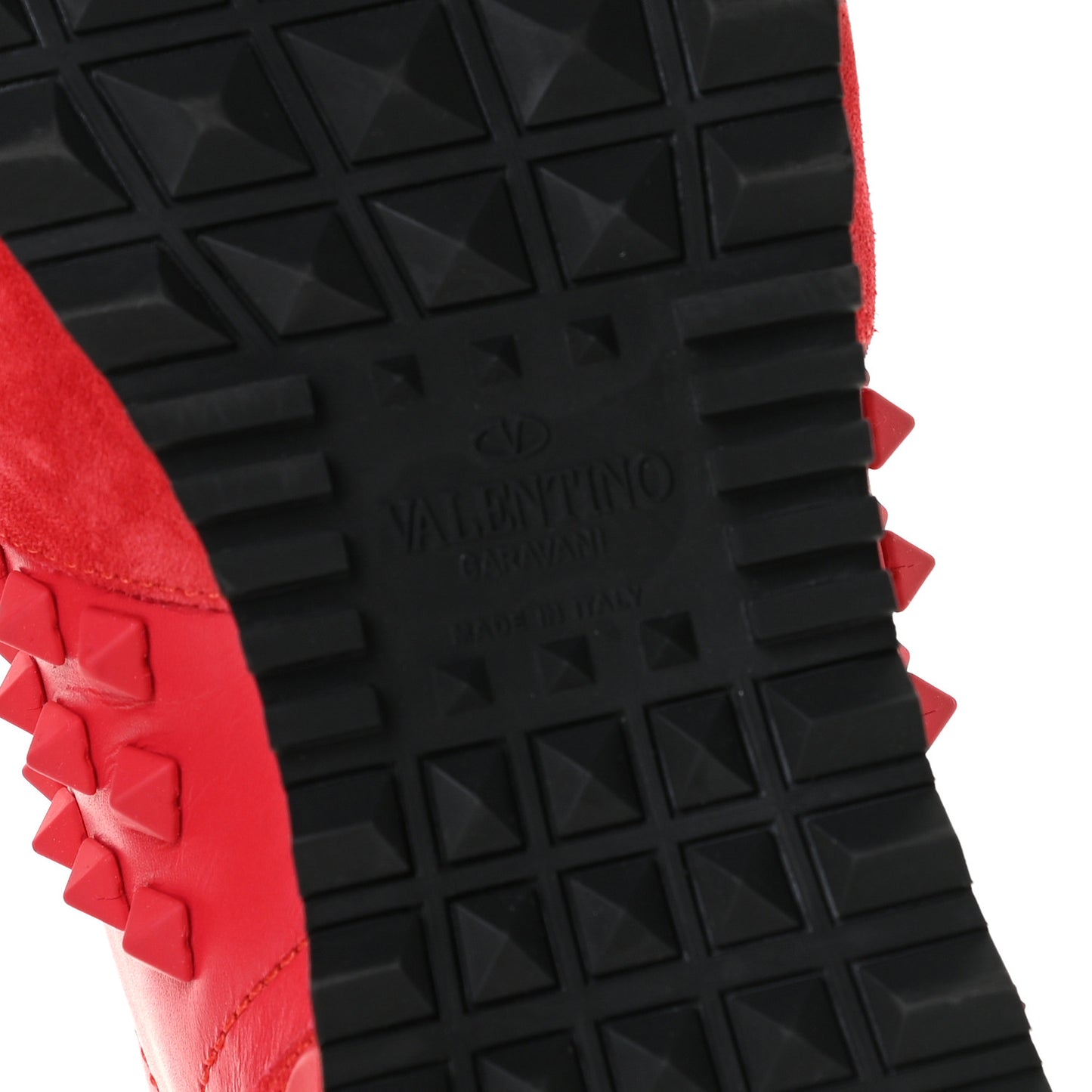 Calfskin Suede Rockstud Sneakers 35 Fragola
