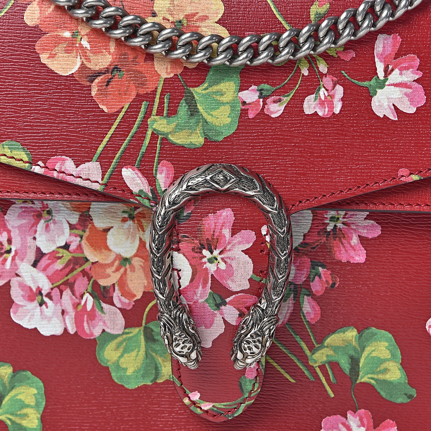 Calfskin Blooms Print Medium Dionysus Shoulder Bag Romantic Cherry Multicolor