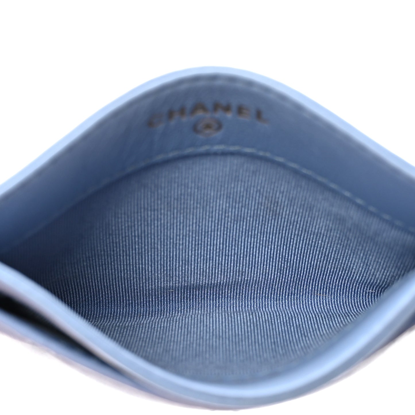 Lambskin Quilted Card Holder Light Blue