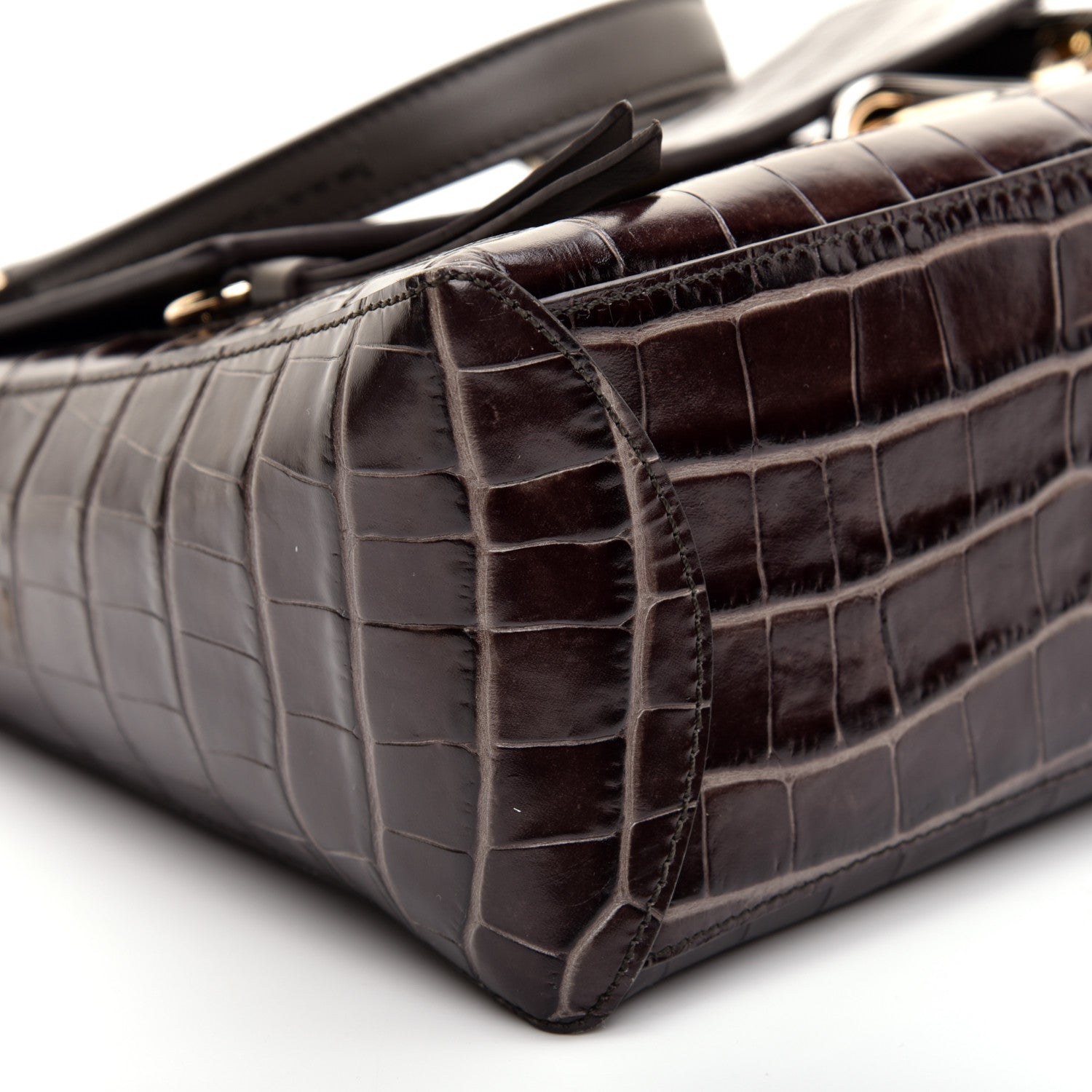 Chloe Calfskin Crocodile Embossed Small Faye Day Shoulder Bag Profound Brown 6 of 10