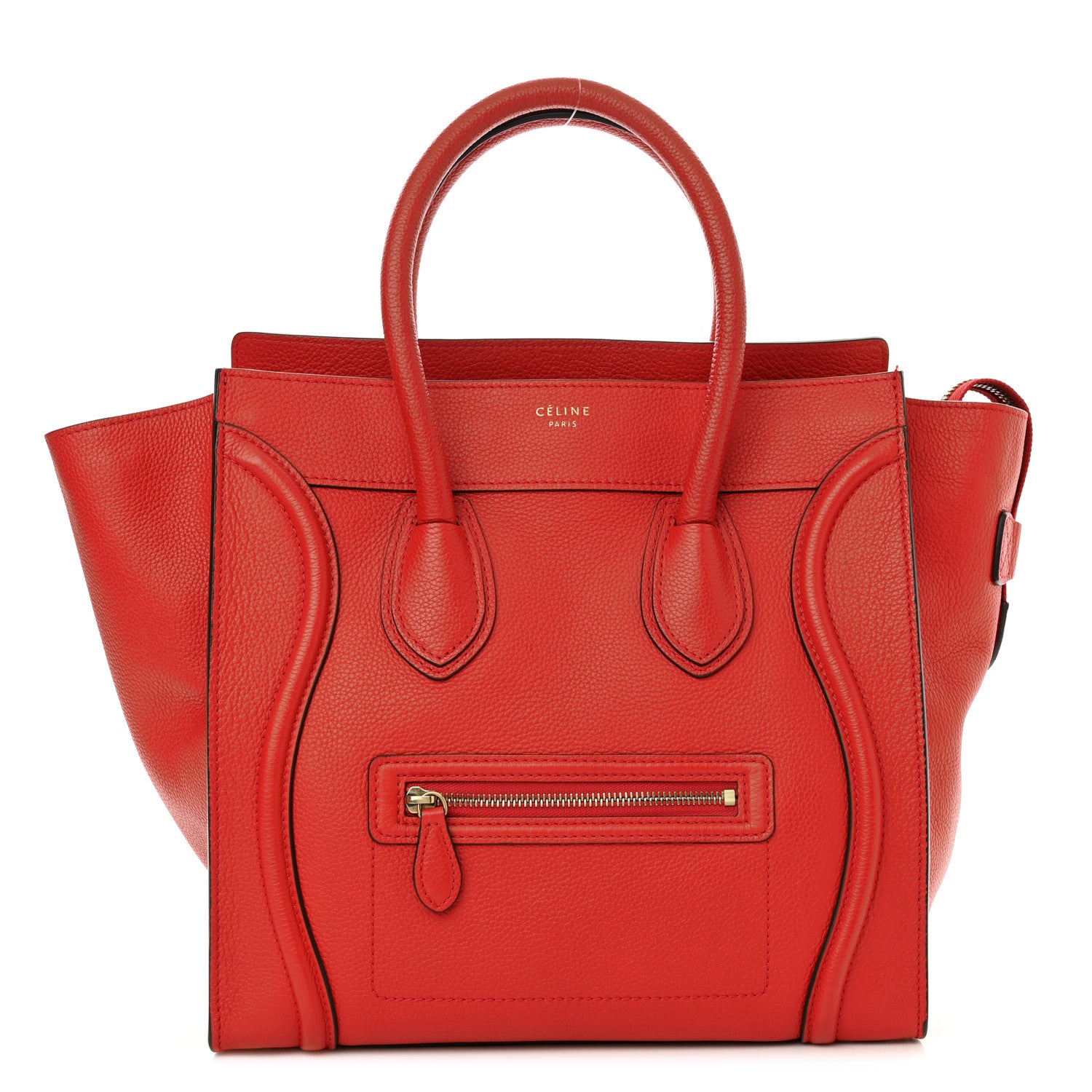 Celine Drummed Calfskin Mini Luggage Coquelicot 1 of 9