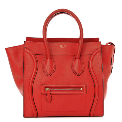 Celine Drummed Calfskin Mini Luggage Coquelicot 1 of 9