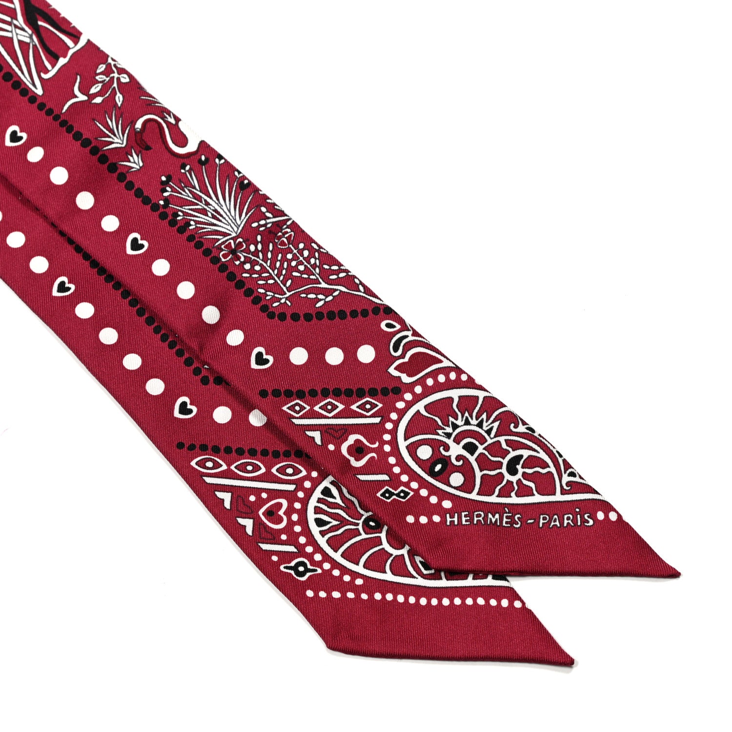 Hermes Silk Entre Ciel Et Mer Twilly Bordeaux White Black 2 of 4