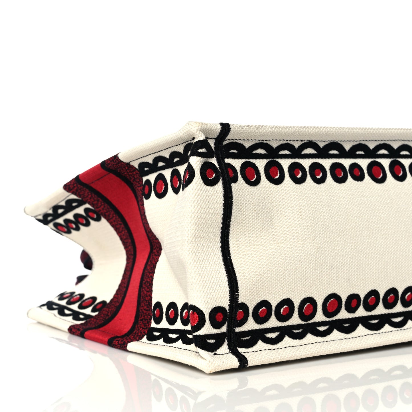 Canvas Embroidered Medium Cupidon Book Tote Latte Multicolor