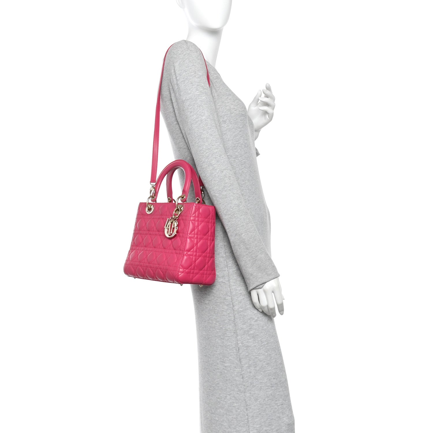 Christian Dior Lambskin Cannage Medium Lady Dior Pink 2 of 10