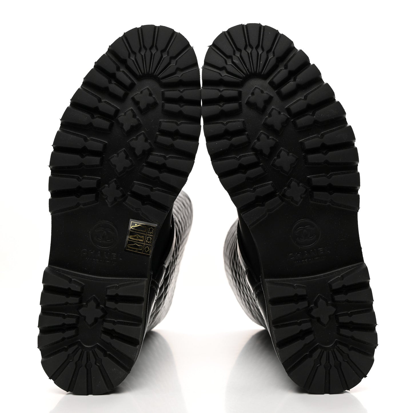 Calfskin Quilted Biker Boots 38 Black