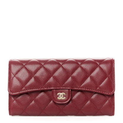 Chanel Caviar Quilted Large Gusset Flap Wallet Burgundy 1 of 9