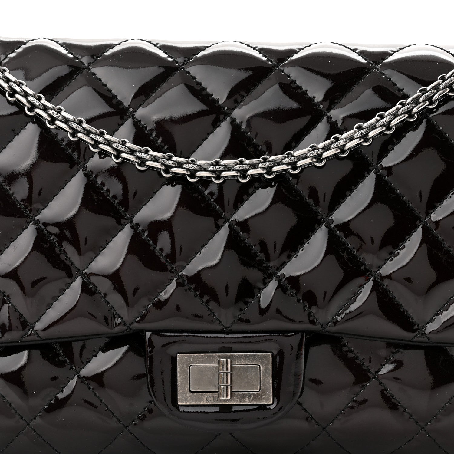 Chanel Patent Quilted 2.55 Reissue 227 Flap Dark Purple 8 of 10