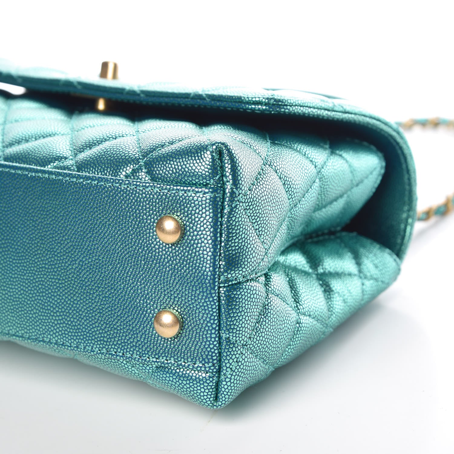 Chanel Metallic Caviar Quilted Mini Coco Handle Flap Blue 9 of 10