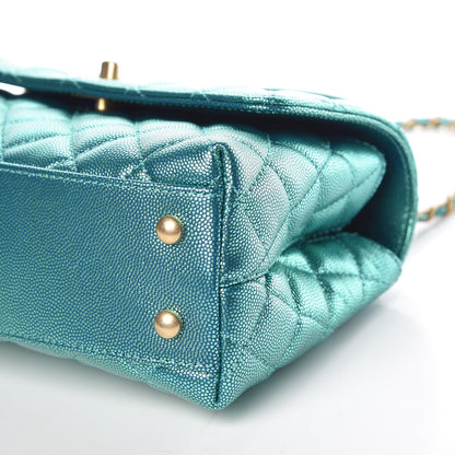 Chanel Metallic Caviar Quilted Mini Coco Handle Flap Blue 9 of 10