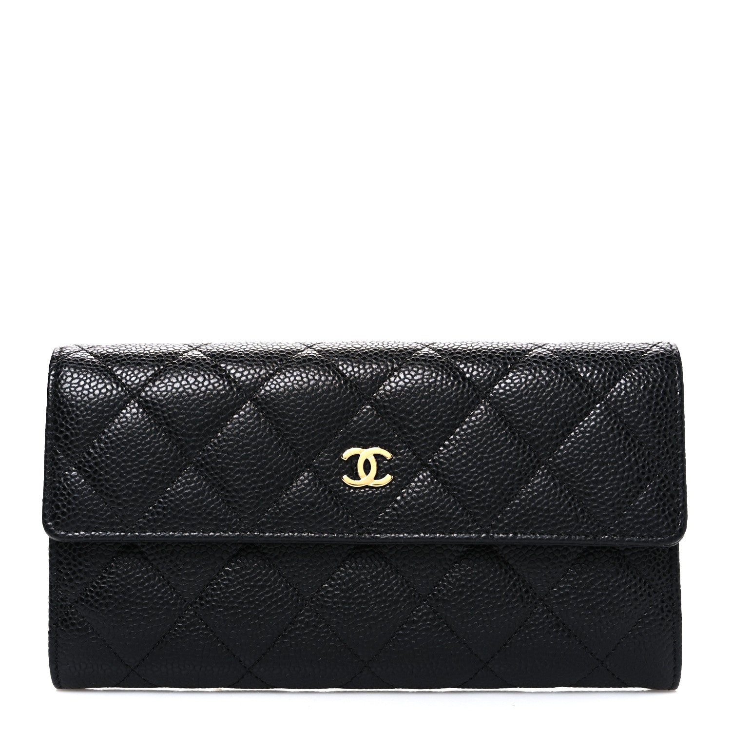 Chanel Caviar Quilted Large Gusset Flap Wallet Black 1 of 8