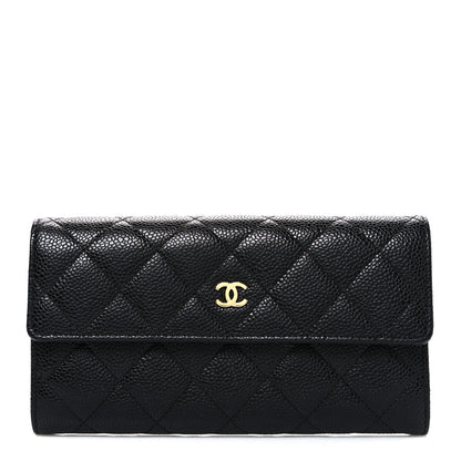 Chanel Caviar Quilted Large Gusset Flap Wallet Black 1 of 8