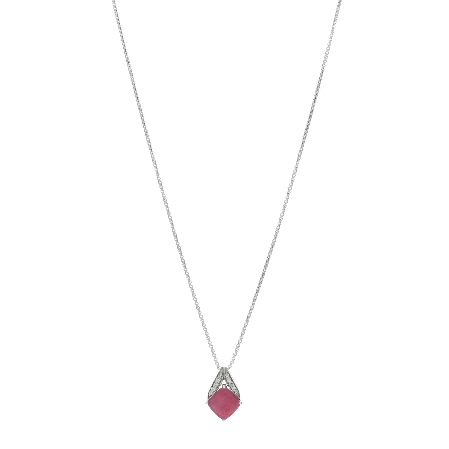 John Hardy Sterling Silver Diamond Ruby Pendant Necklace 1 of 5