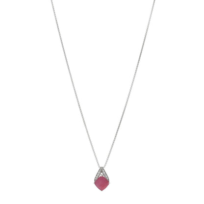 John Hardy Sterling Silver Diamond Ruby Pendant Necklace 1 of 5