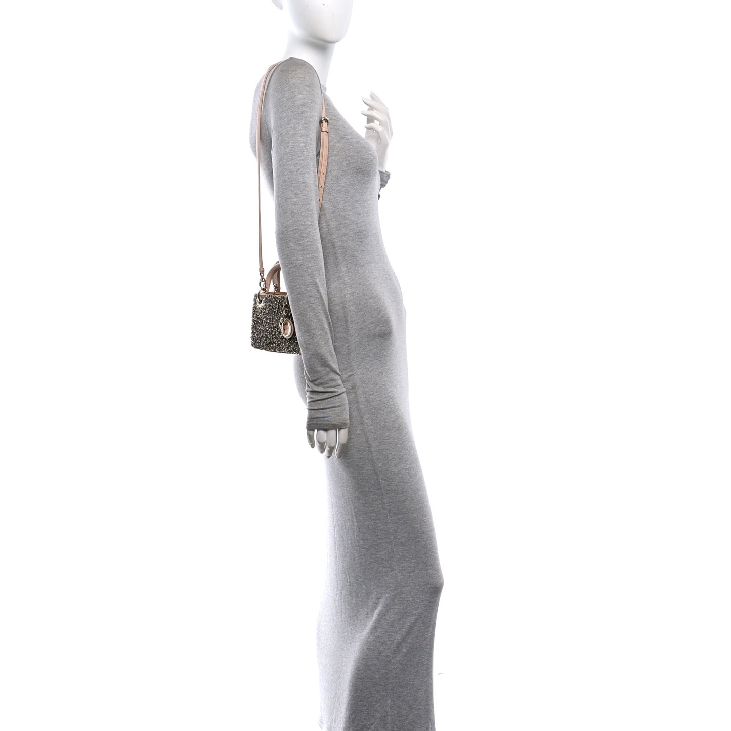 Satin Crystal Beaded Embroidered Micro Lady Dior Multicolor