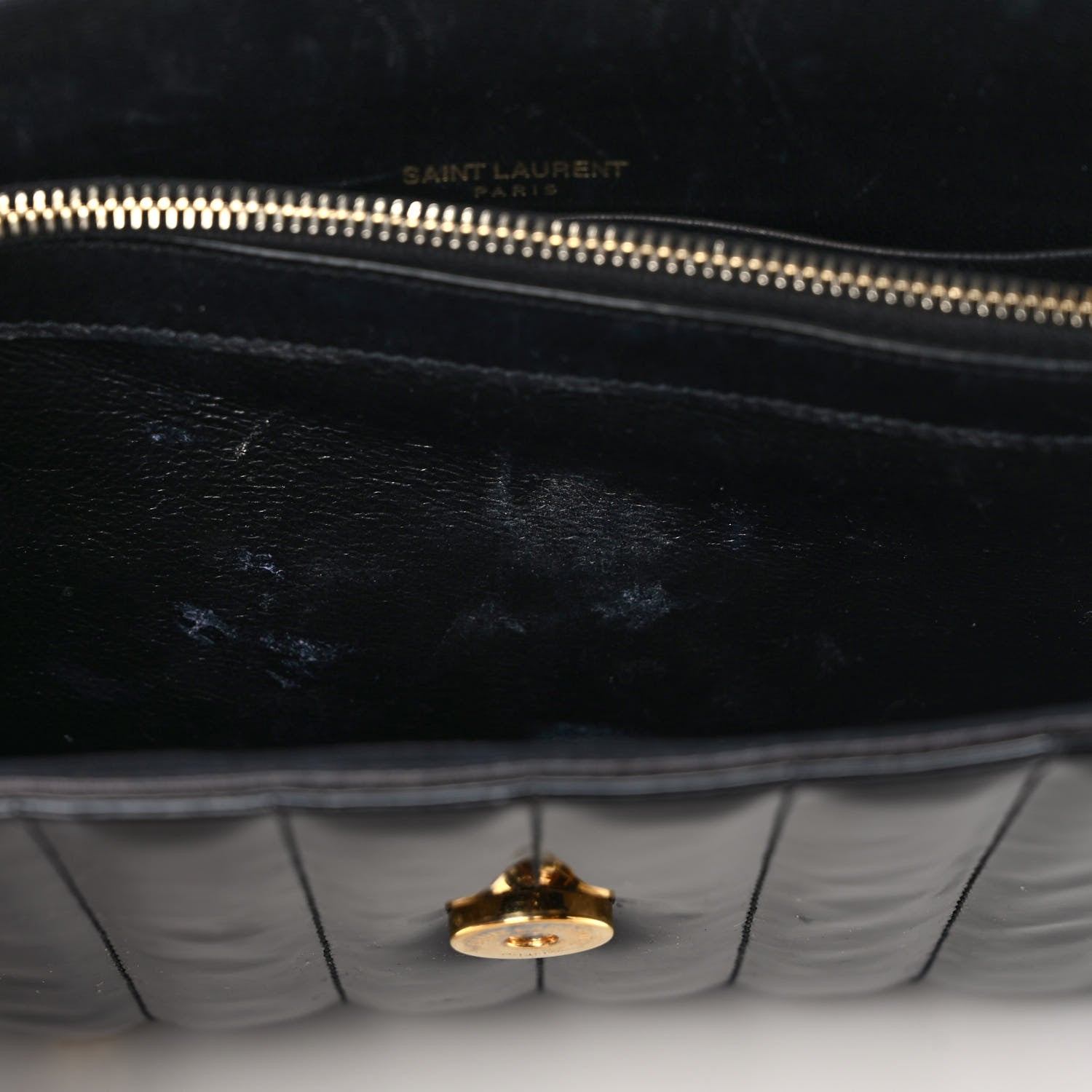 Saint Laurent Patent Calfskin Matelasse Monogram Vicky Chain Wallet Black 9 of 11