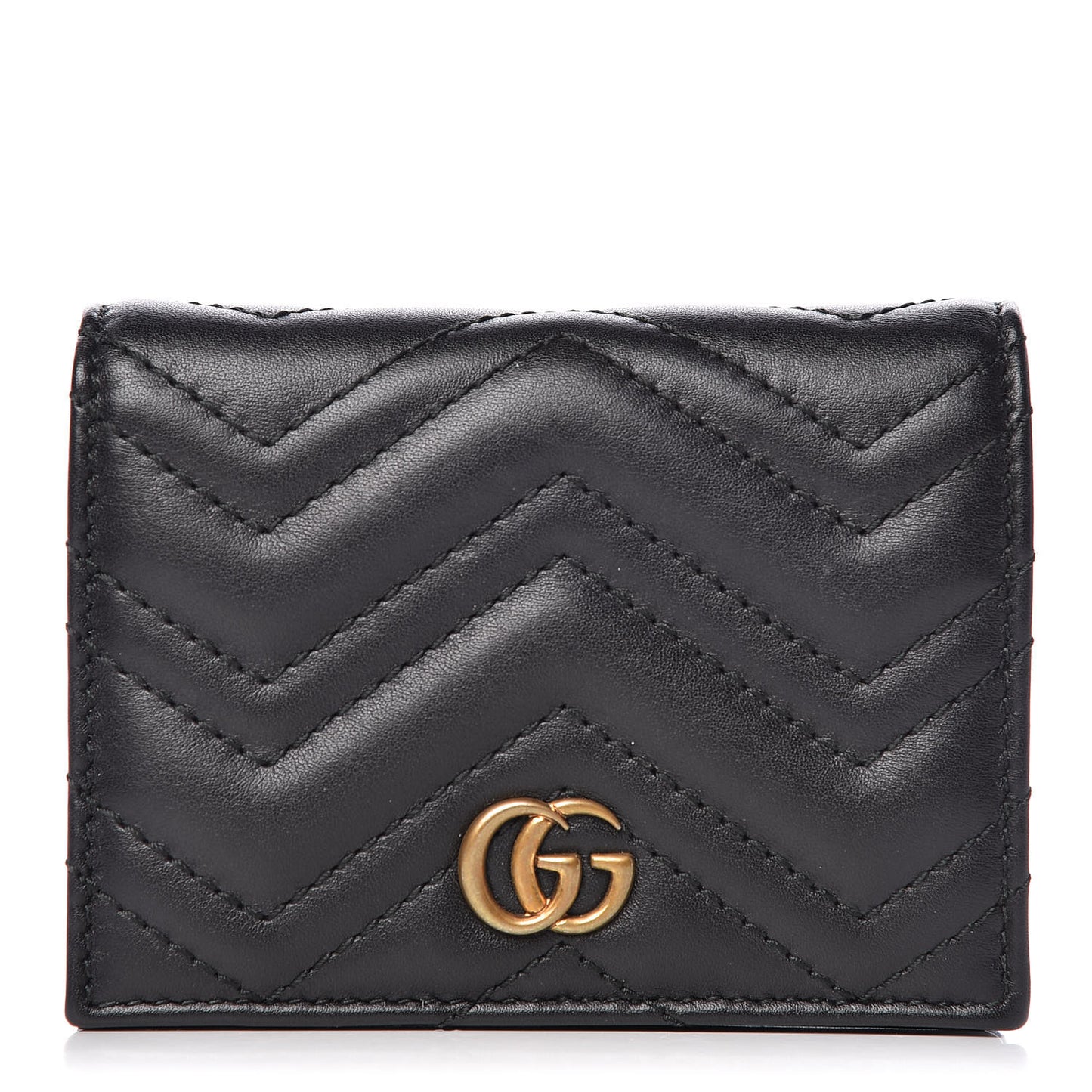 Calfskin Matelasse GG Marmont Card Case Wallet Black