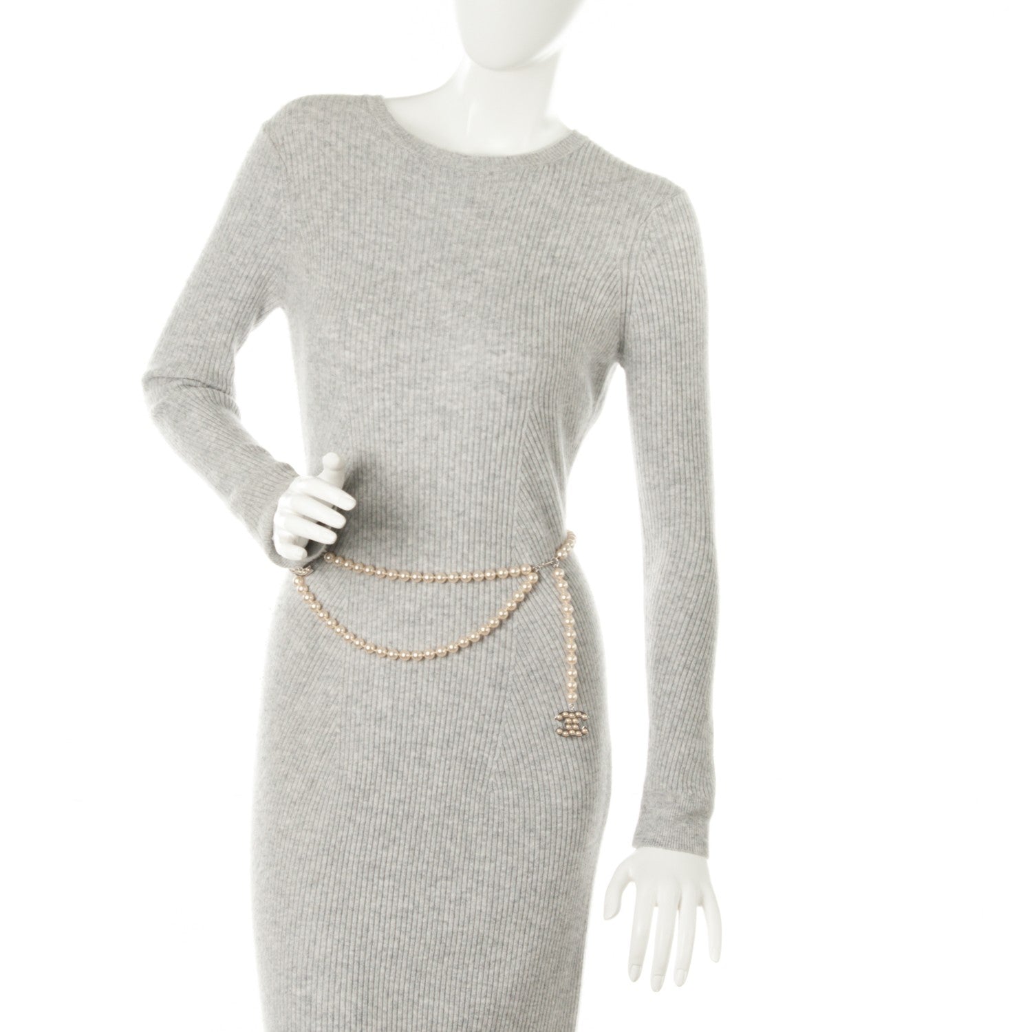 Chanel Pearl CC Double Strand Belt Silver 2 of 5
