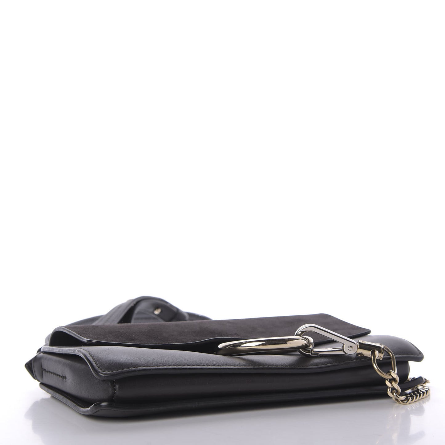 Suede Calfskin Small Faye Shoulder Bag Carbon Grey
