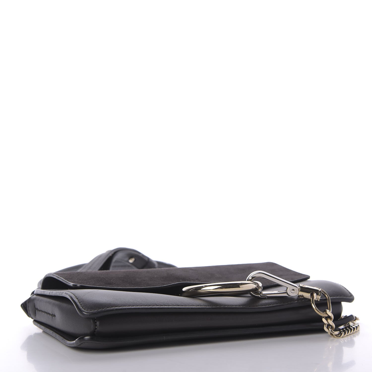 Chloe Suede Calfskin Small Faye Shoulder Bag Carbon Grey 4 of 9