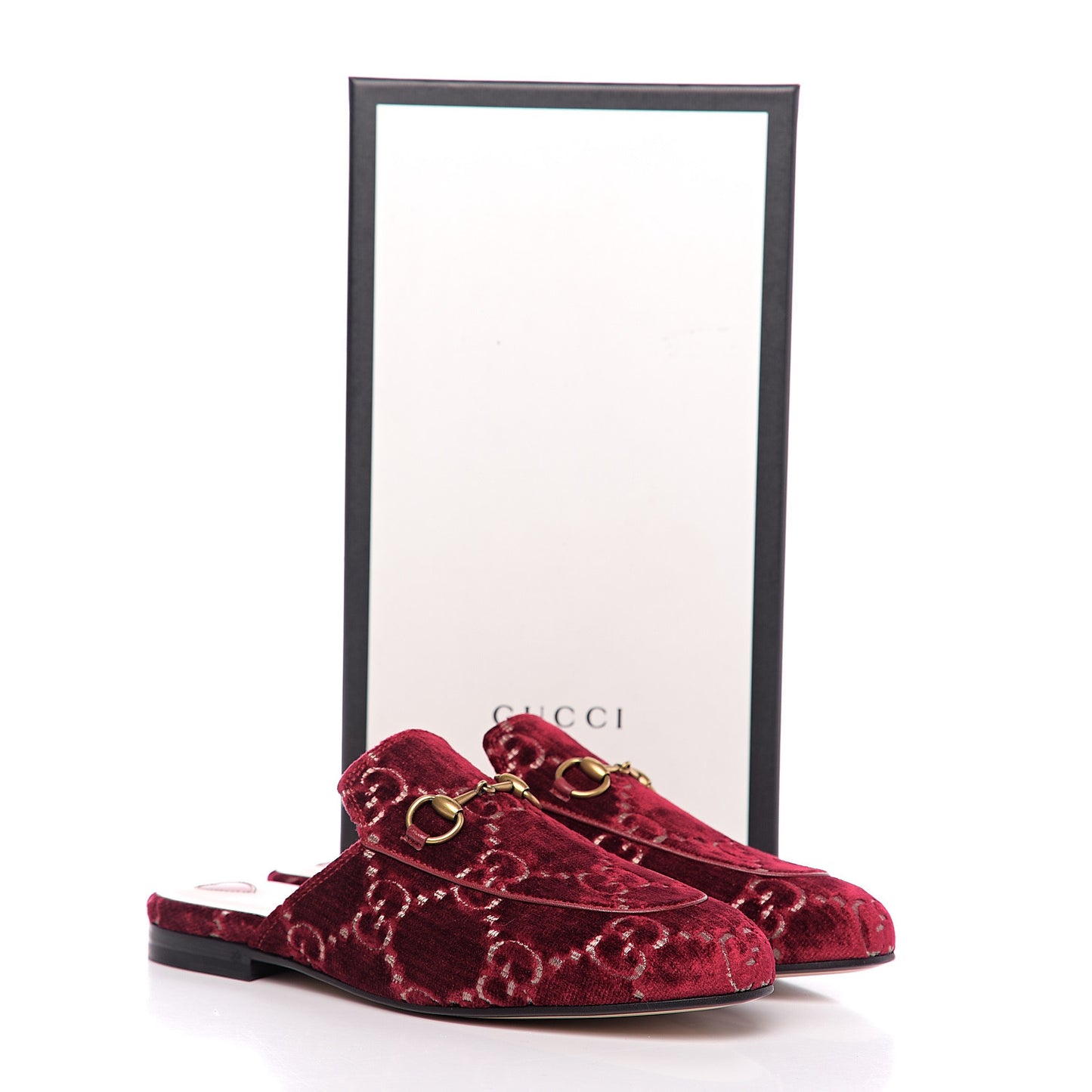 Velvet GG Monogram Womens Princetown Slippers 36.5 Red Cipria