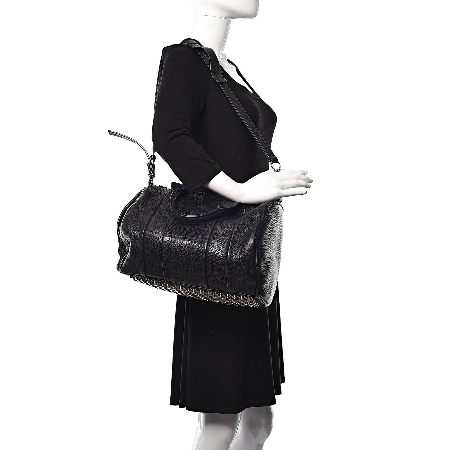 Pebbled Lambskin Rocco Black Silver Hardware
