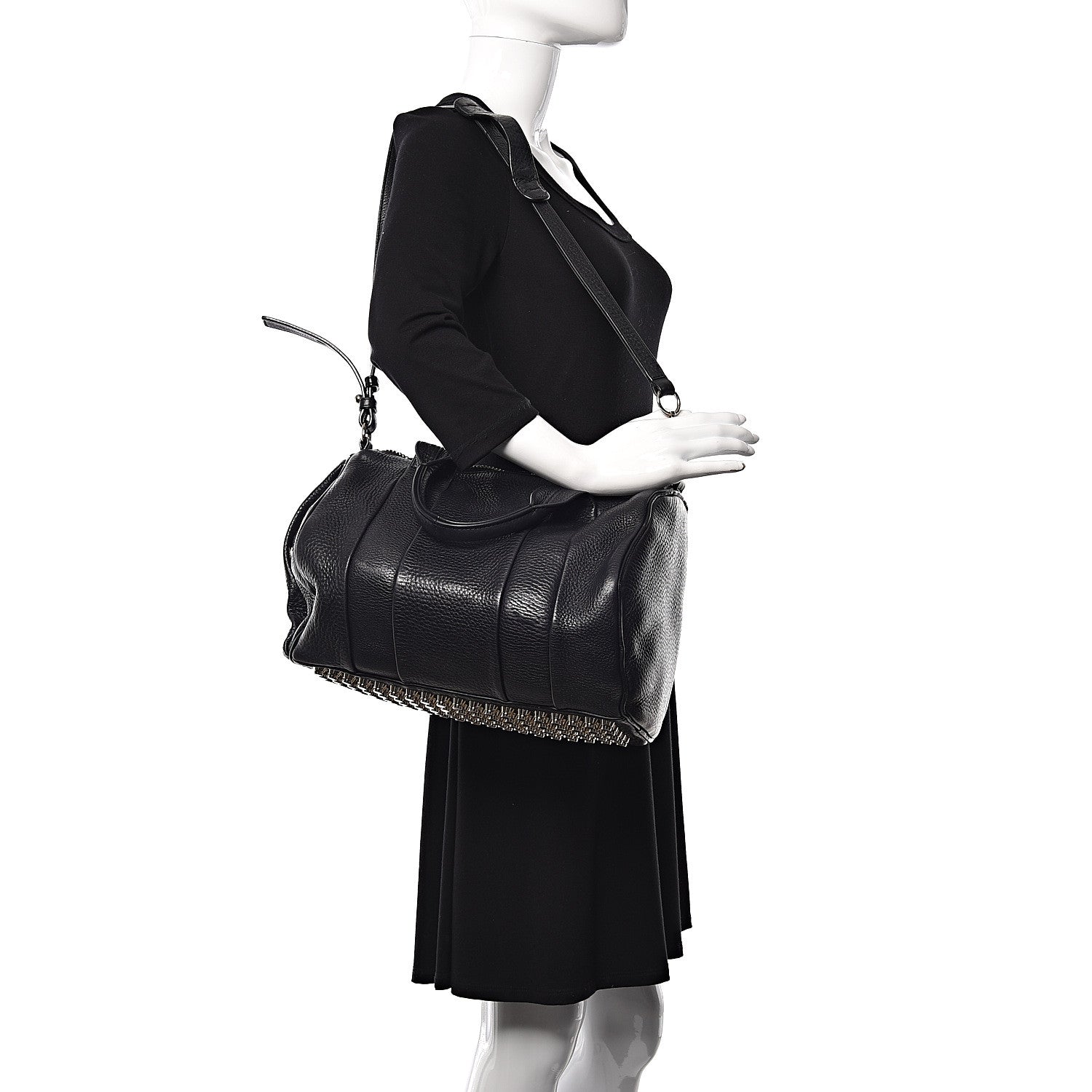 Alexander Wang Pebbled Lambskin Rocco Black Silver Hardware 2 of 9