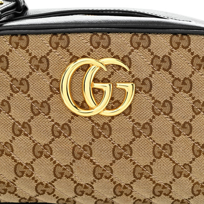 Gucci Monogram Matelasse Diagonal Small GG Marmont Chain Shoulder Bag Beige Black 9 of 12