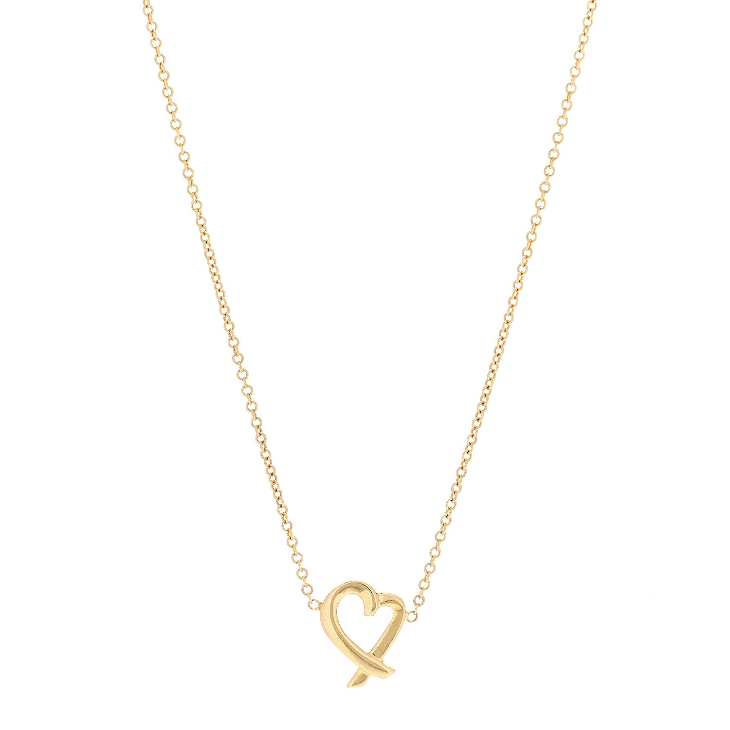 Tiffany 18K Yellow Gold Mini Paloma Picasso Loving Heart Pendant Necklace 1 of 5