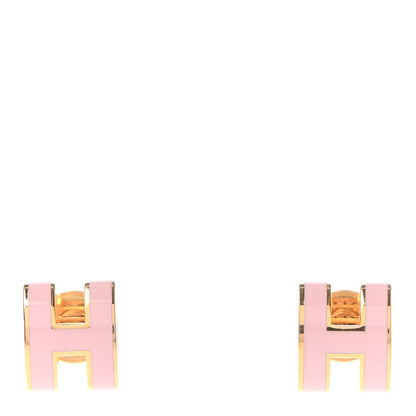 Hermes Gold Lacquered Mini Pop H Earrings Rose Dragee 1 of 6