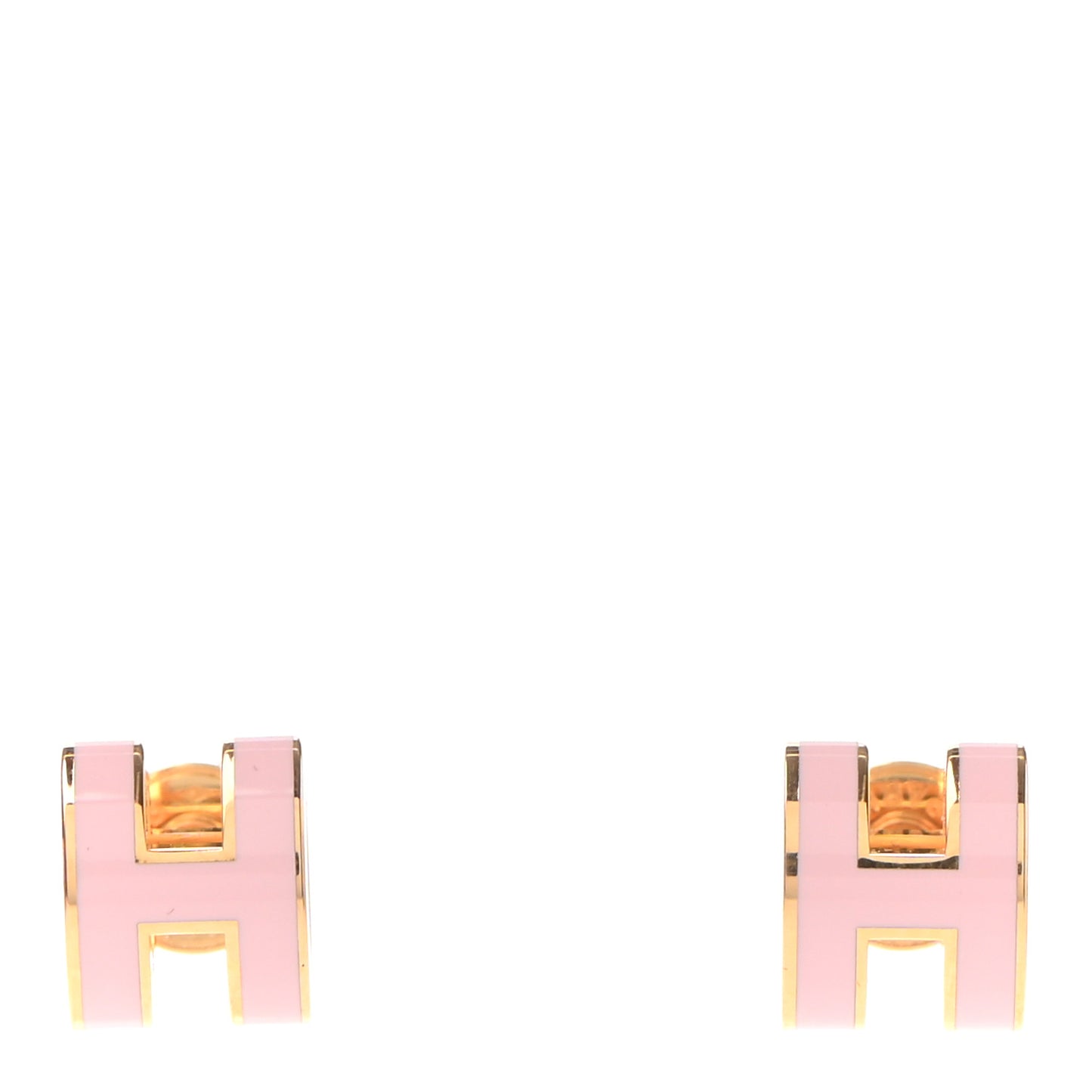 Gold Lacquered Mini Pop H Earrings Rose Dragee