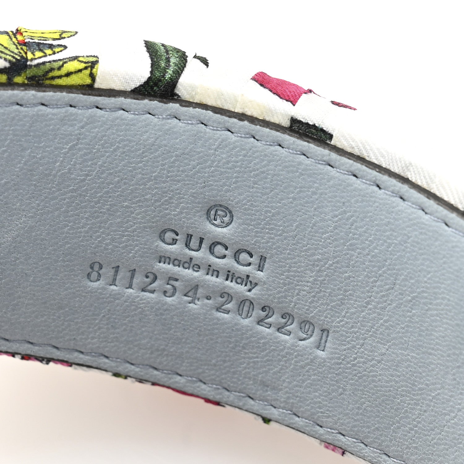 Gucci Silk Floral Print Twill Headband White Blue Multicolor 5 of 6