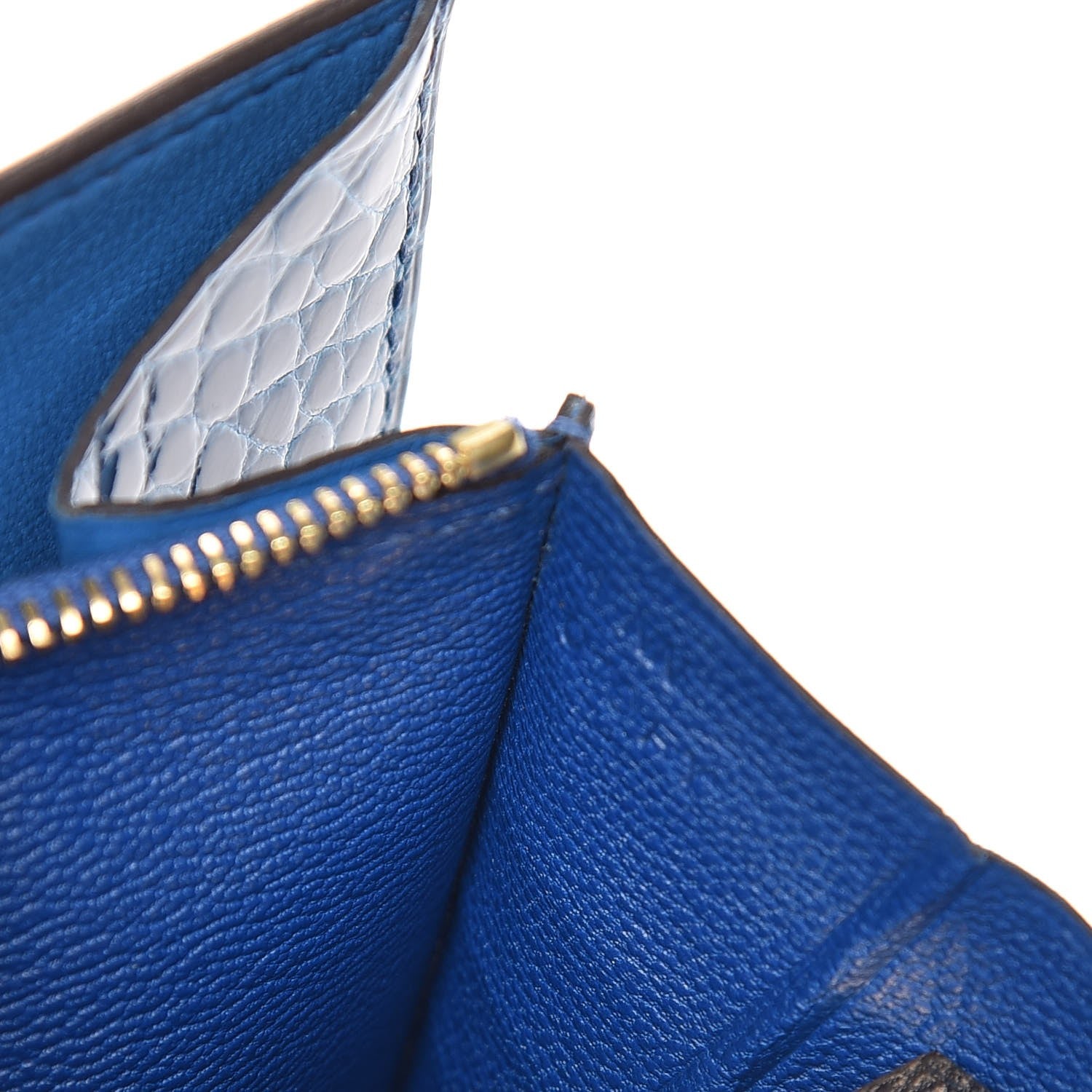 Hermes Shiny Alligator Constance Short Wallet Bleu Izmir 7 of 8