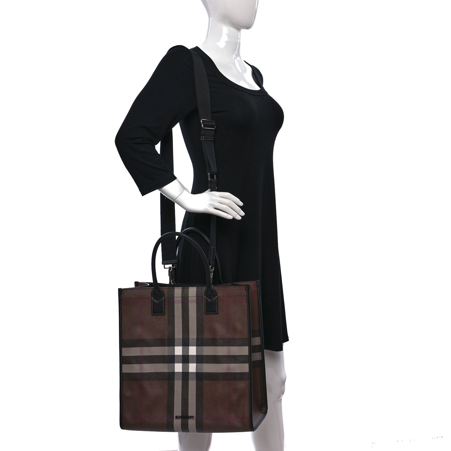 E-Canvas Denny Check Tote Brown