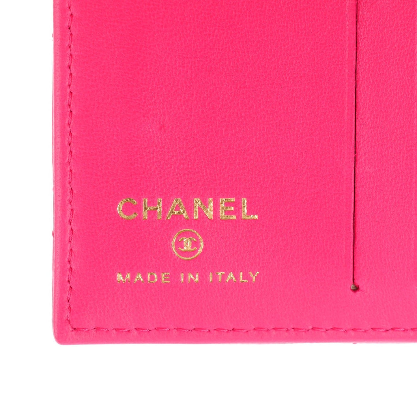 Lambskin Quilted Card Holder Wallet Fuchsia