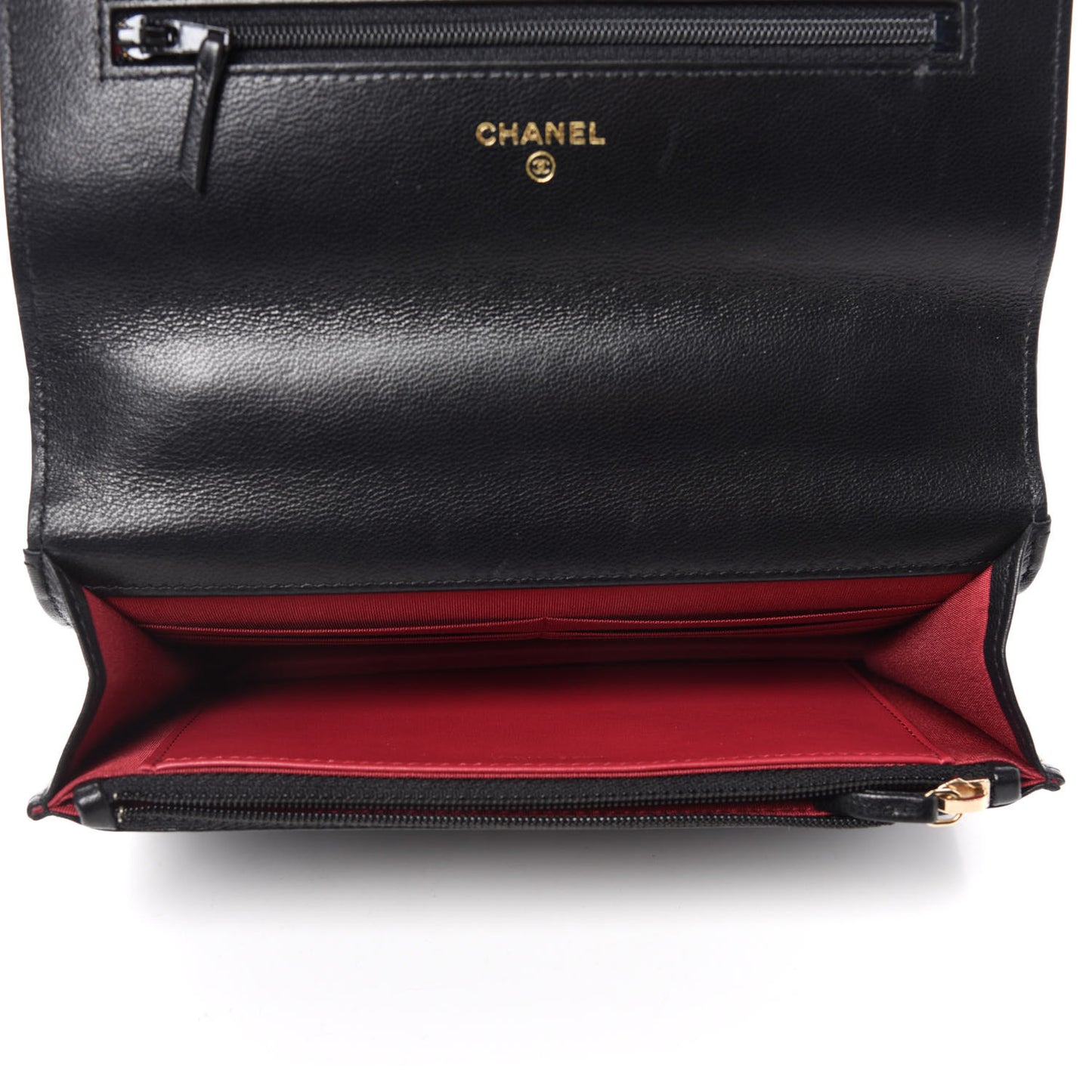 Goatskin Quilted Chanel 19 Wallet On Chain WOC Black